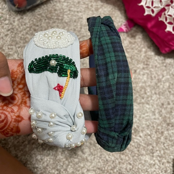 Golf Beaded Twisted Knot Headband (NWT) and Loft Plaid Twisted Headband Bundle - Picture 3 of 7